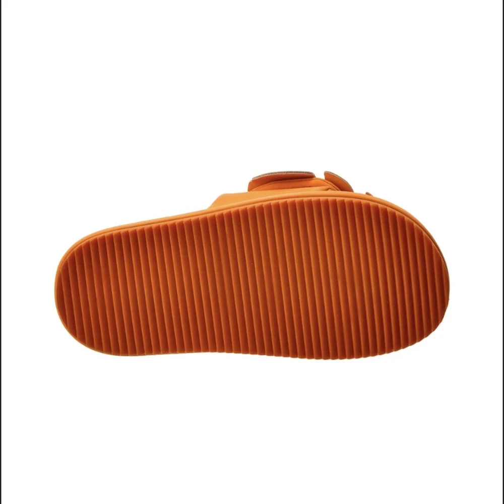 NIB FARM Rio Monstera Anatomic Slide Sandals In Orange Women's Size 7
